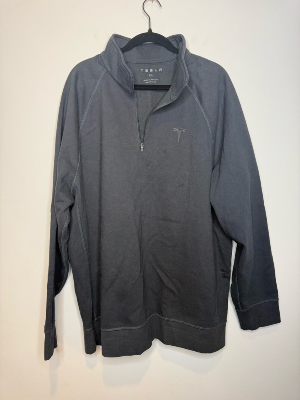 Tesla Men’s Quarter-Zip Pullover Sweater - Charcoal Gray